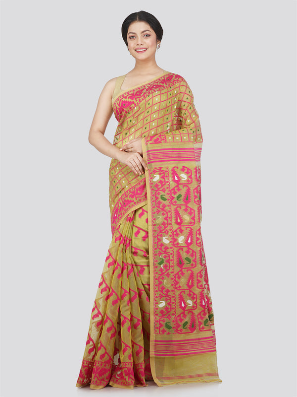 Women's Soft Cotton Jamdani Saree Without Blouse Piece