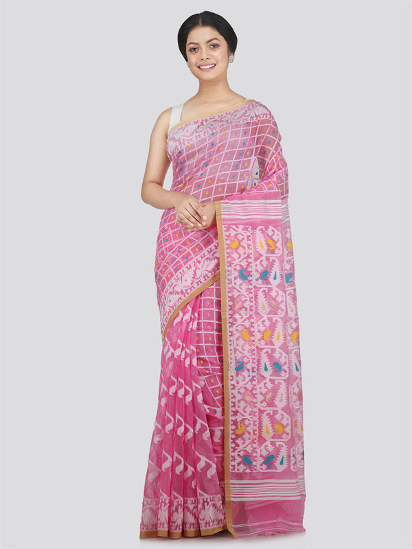 Women's Soft Cotton Jamdani Saree Without Blouse Piece