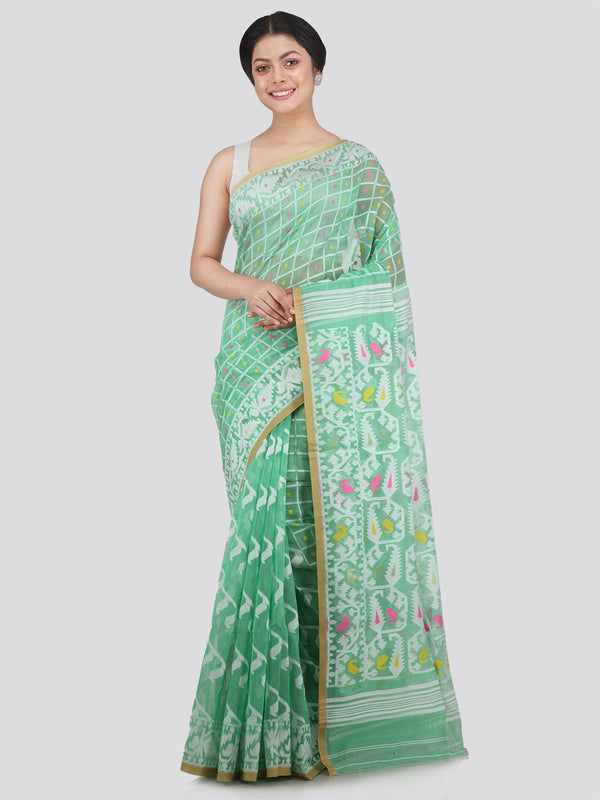 Women's Soft Cotton Jamdani Saree Without Blouse Piece