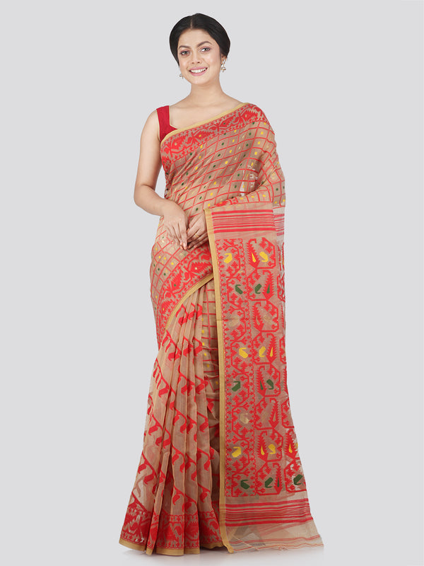 Women's Soft Cotton Jamdani Saree Without Blouse Piece