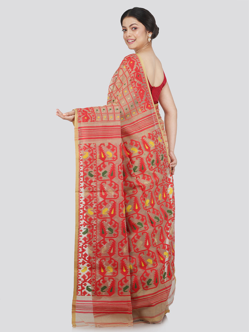 Women's Soft Cotton Jamdani Saree Without Blouse Piece