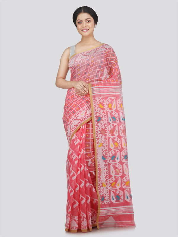 Women's Soft Cotton Jamdani Saree Without Blouse Piece