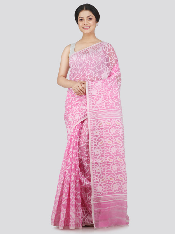 Women's Soft Cotton Jamdani Saree Without Blouse Piece