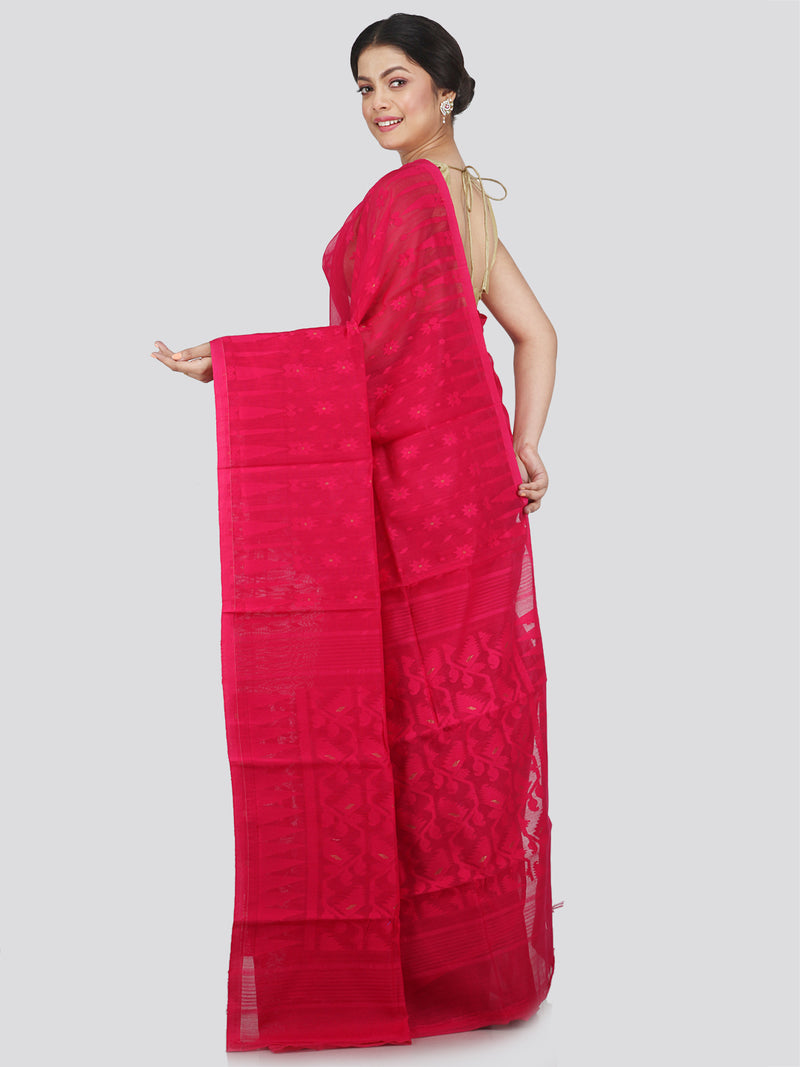 Women's Soft Cotton Blend Jamdani Saree Without Blouse Piece