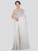 Women's Soft Cotton Blend Jamdani Saree Without Blouse Piece