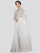 Women's Soft Cotton Blend Jamdani Saree Without Blouse Piece