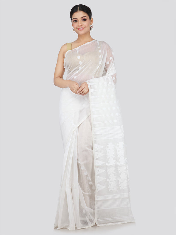 Women's Handloom Jamdani Saree without Blouse Piece