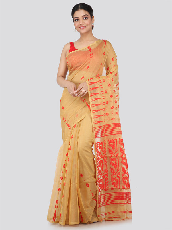 Women's Handloom Jamdani Saree without Blouse Piece