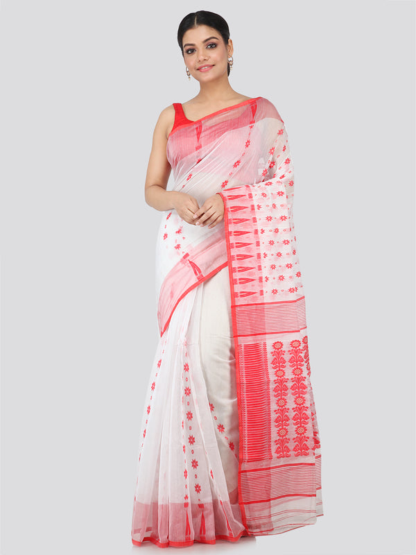 Women's Handloom Jamdani Saree without Blouse Piece