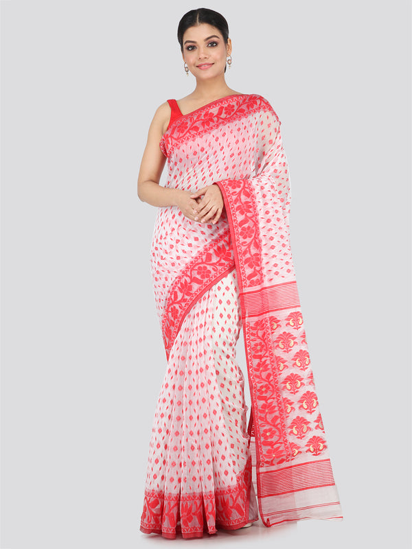 Women's Handloom Jamdani Saree without Blouse Piece