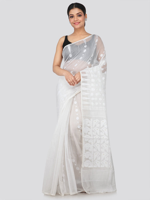 Women's Handloom Jamdani Saree without Blouse Piece