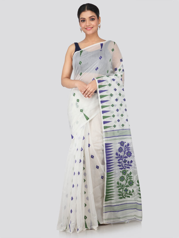 Women's Handloom Jamdani Saree without Blouse Piece