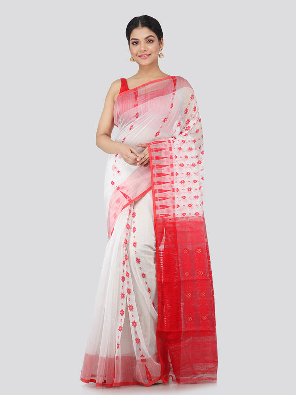 Women's Pure Cotton Jamdani Saree Without Blouse Piece