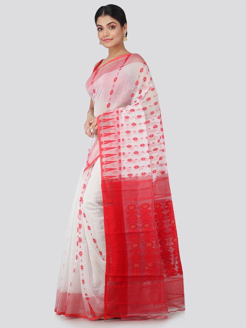 Women's Pure Cotton Jamdani Saree Without Blouse Piece