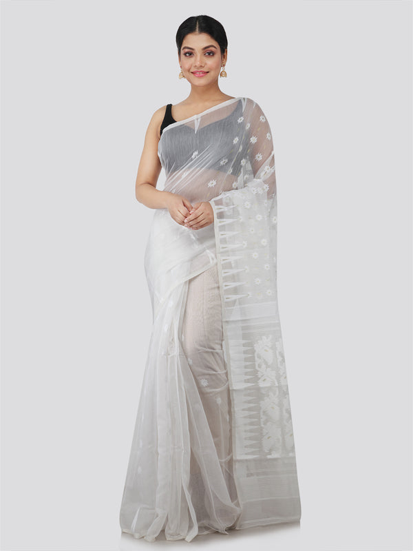 Women's Pure Cotton Jamdani Saree Without Blouse Piece