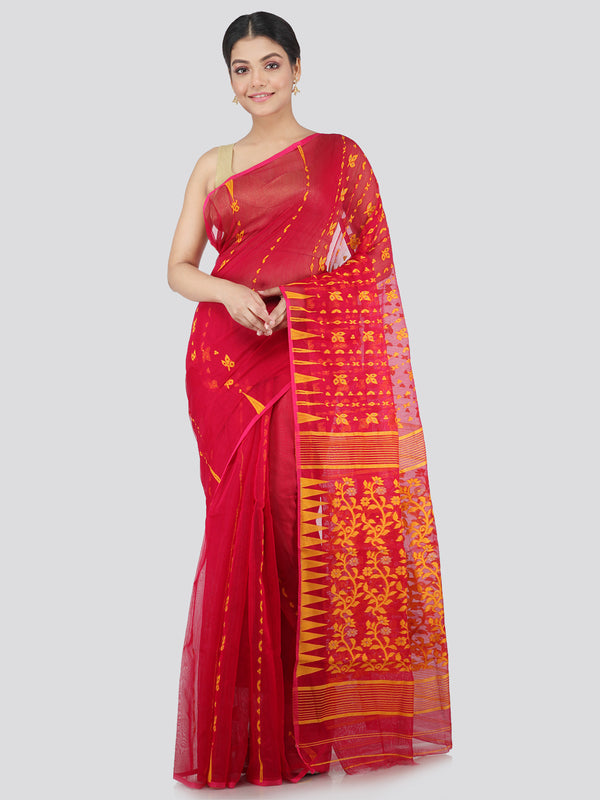 Women's Pure Cotton Jamdani Saree Without Blouse Piece