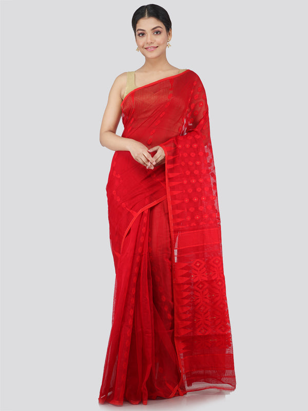 Women's Pure Cotton Jamdani Saree Without Blouse Piece