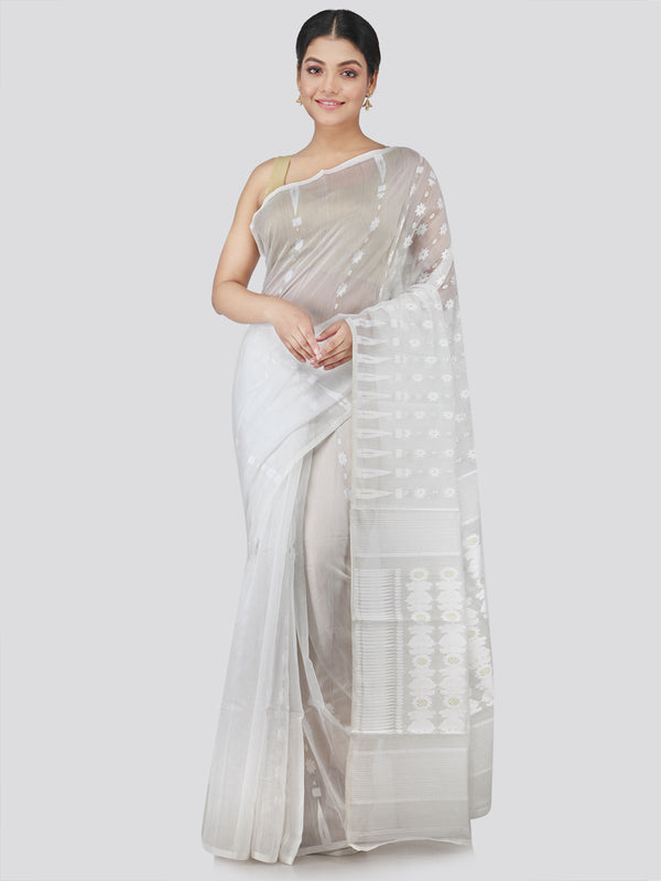 Women's Pure Cotton Jamdani Saree Without Blouse Piece