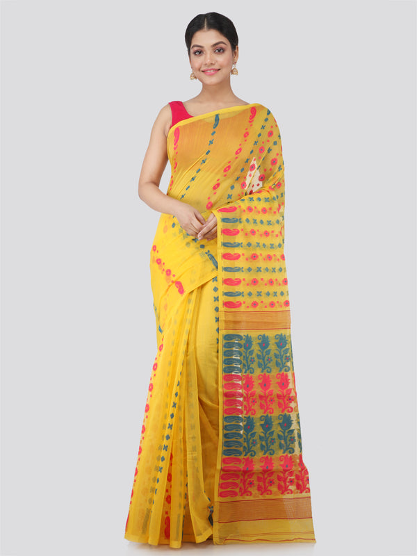 Women's Pure Cotton Jamdani Saree Without Blouse Piece