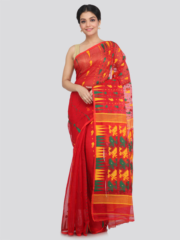 Women's Cotton Jamdani Saree Without Blouse Piece