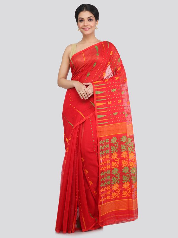 Women's Cotton Jamdani Saree Without Blouse Piece