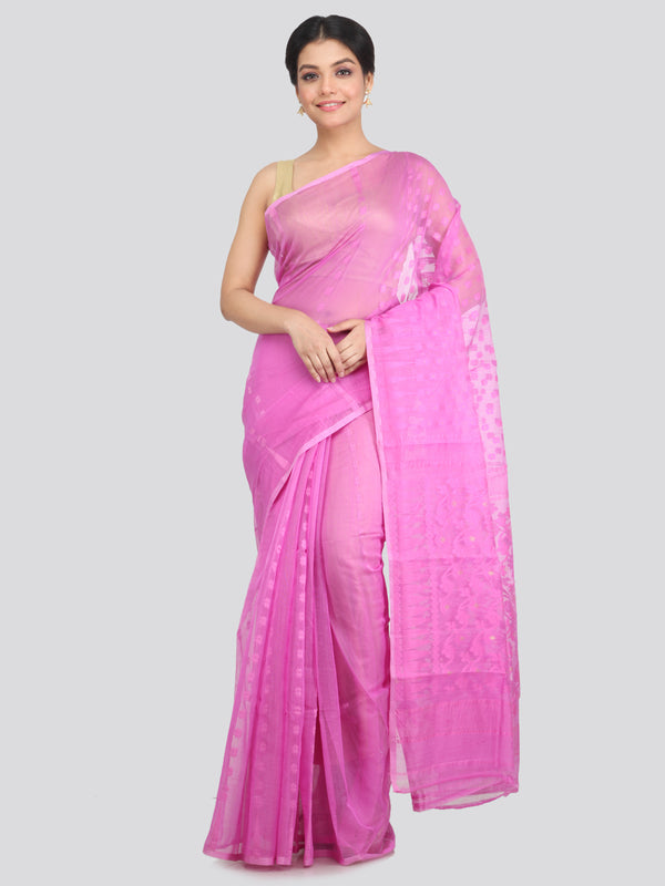 Women's Cotton Jamdani Saree Without Blouse Piece