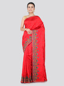 PinkLoom Women's Dupion Silk Saree With Blouse Piece (ME11_Red)