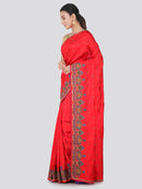 PinkLoom Women's Dupion Silk Saree With Blouse Piece (ME11_Red)