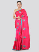 PinkLoom Women's Dupion Silk Saree With Blouse Piece (ME16_Pink)