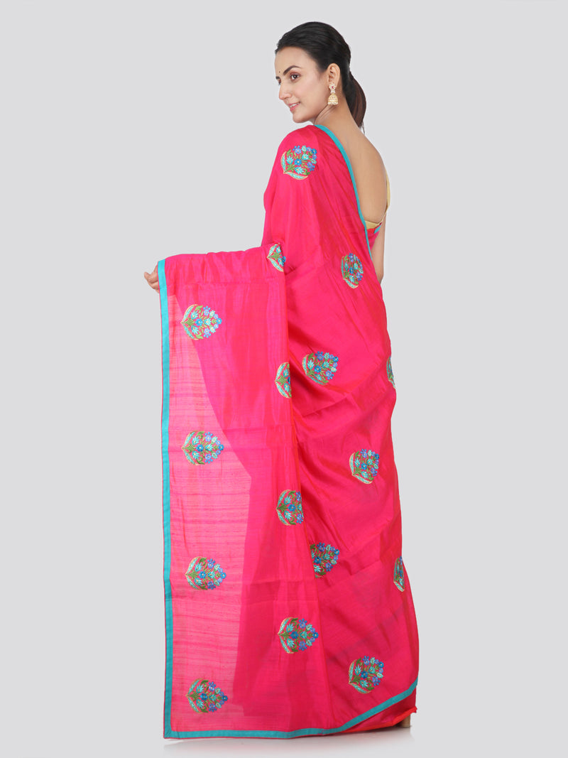PinkLoom Women's Dupion Silk Saree With Blouse Piece (ME16_Pink)
