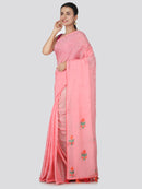 PinkLoom Women's Chiffon Saree With Blouse Piece (ME18_Pink)