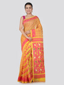 PinkLoom Women's soft cotton Jamdani Saree without Blouse Piece (MUSJ144-0024_Yellow)