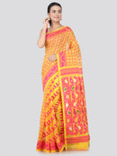PinkLoom Women's soft cotton Jamdani Saree without Blouse Piece (MUSJ144-0024_Yellow)