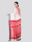 PinkLoom pure cotton saree with blouse piece for women (SPKHD6PKL_White)